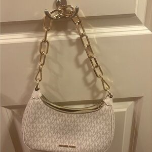 Michael Kors Beige and Gold Shoulder Bag